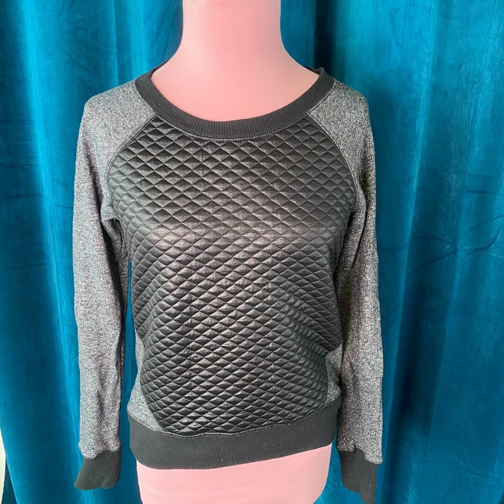 Mossimo Quilted Panel Sweatshirt Gray/Black - Picture 2 of 8